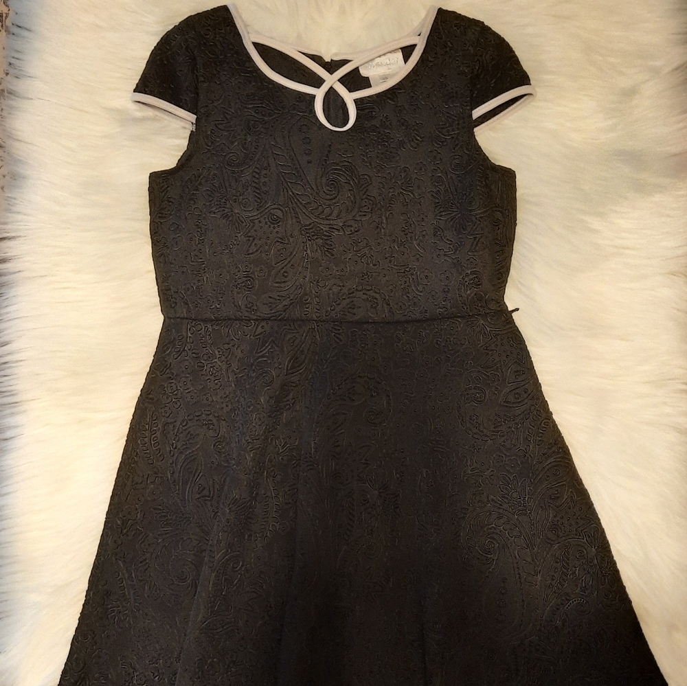 Classic Black Dress piped in white trim- Girls Size 10